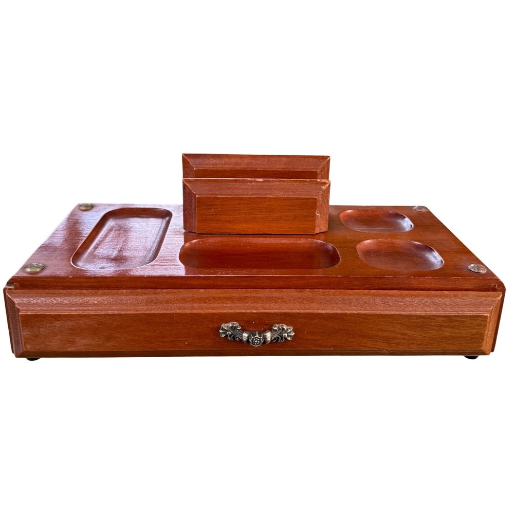 Centurion Vintage Wood Valet Tray Mens Dresser Top Organizer Jewelry Box Drawer